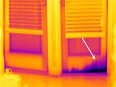 Infrared imaging showing bad weatherstripping
